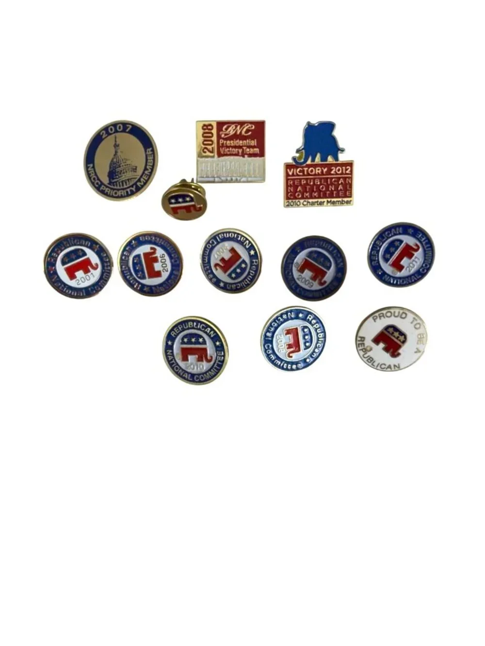 Vintage Republican National Committee RNC Lapel Pin Lot 11 Pins 2001-2012 NRCC G
